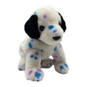 Ty Beanie Buddies Dizzy Dalmatian Plush Dog Purple Blue Spots 12" Stuffed Puppy